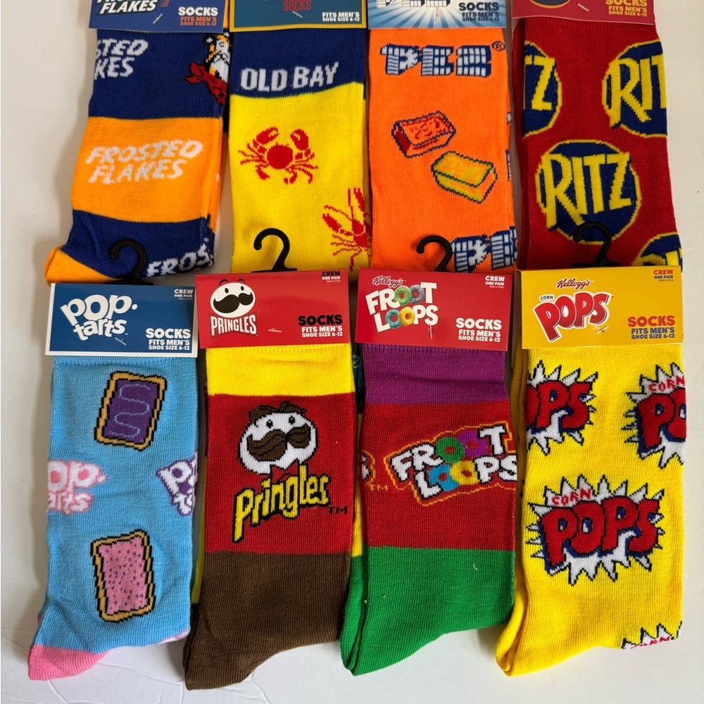 New Lot 8 Novelty Fun Graphic Socks Crew Length Socks Unisex 8 Packs Food